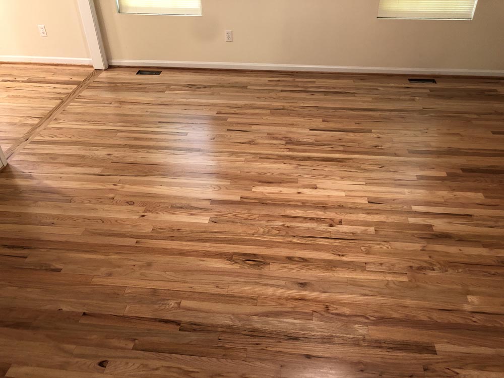 Polished hardwood flooring