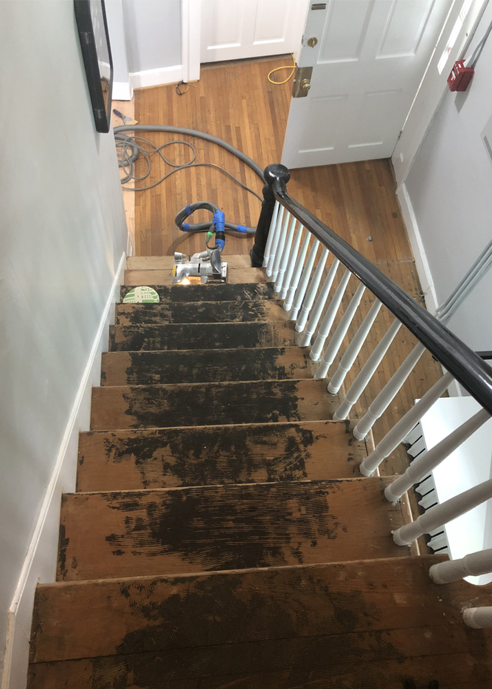 dirty wood stairs